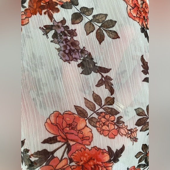 A New Day Women’s Sheer Shirt M Button Up Long Sleeves Floral Vines Lagenlook - Picture 5 of 9